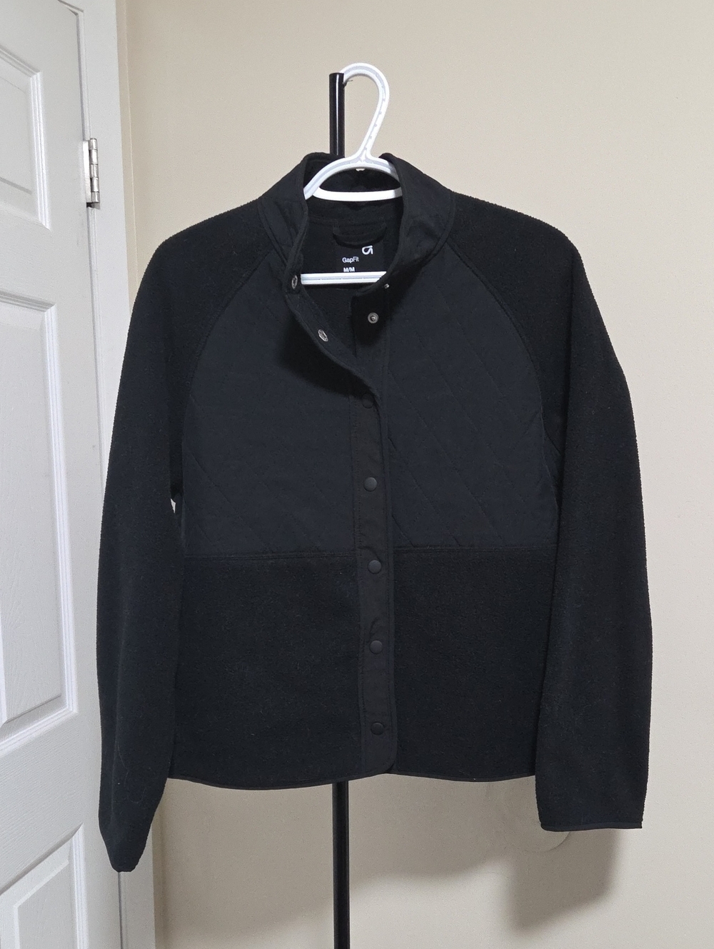 GAP Black Quilted Front Fleece Teddy Jacket